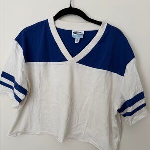 Collection B Navy and White V-Neck Women's Jersey